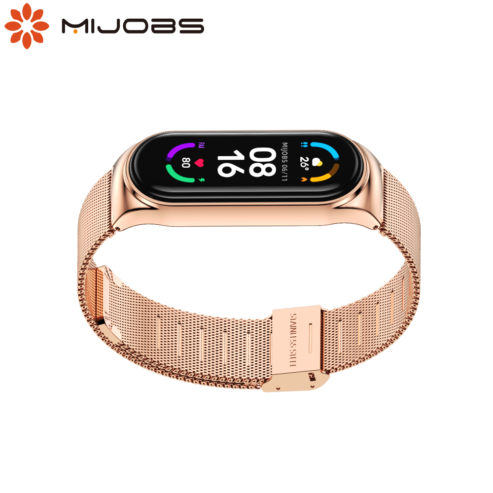 Health Wellness Bracelet - Mi Band 11、10、9、8、7、6、5用ストラップ。Mi Band 10用メタル製ミラネーゼブレスレット。Xiaomiスマートバンド9用交換用腕時計バンド。