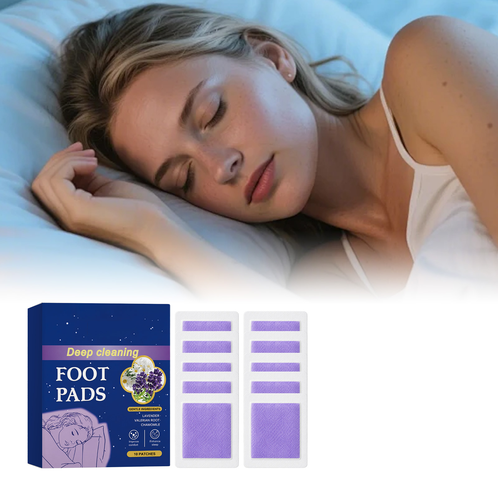 Detox Foot Patch - ディープスリープフットパッチ 乾燥して荒れた足裏の肌を改善 夜のリラックスをサポート 強力な粘着力 睡眠を助ける 疲労を和らげる