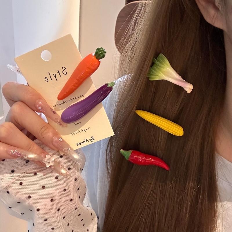 面白い野菜の形をしたヘアピン、リアルな食品を模したヘアバレッ - Health Wellness Lifestyle のレビューと価格