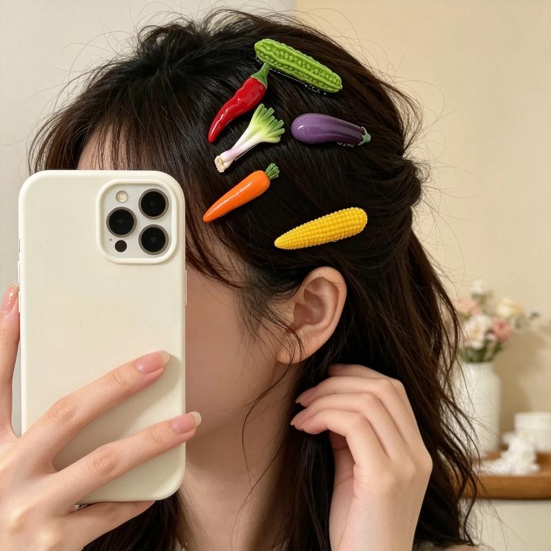 面白い野菜の形をしたヘアピン、リアルな食品を模したヘアバレッ - Health Wellness Lifestyle のレビューと価格