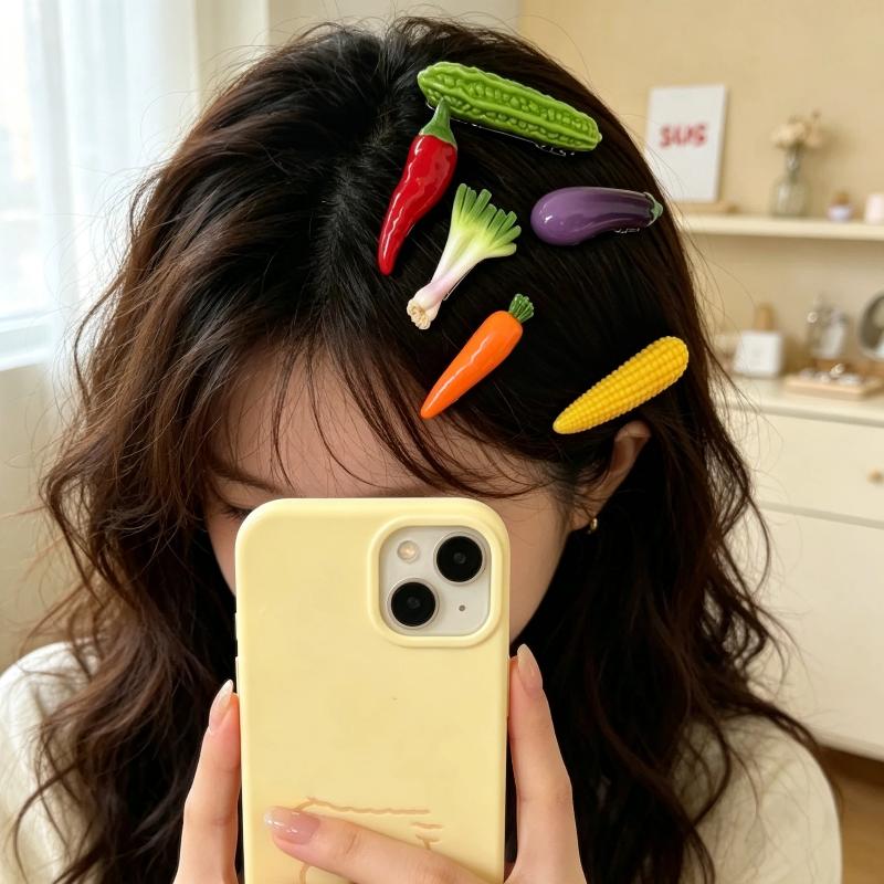 面白い野菜の形をしたヘアピン、リアルな食品を模したヘアバレッ - Health Wellness Lifestyle のレビューと価格