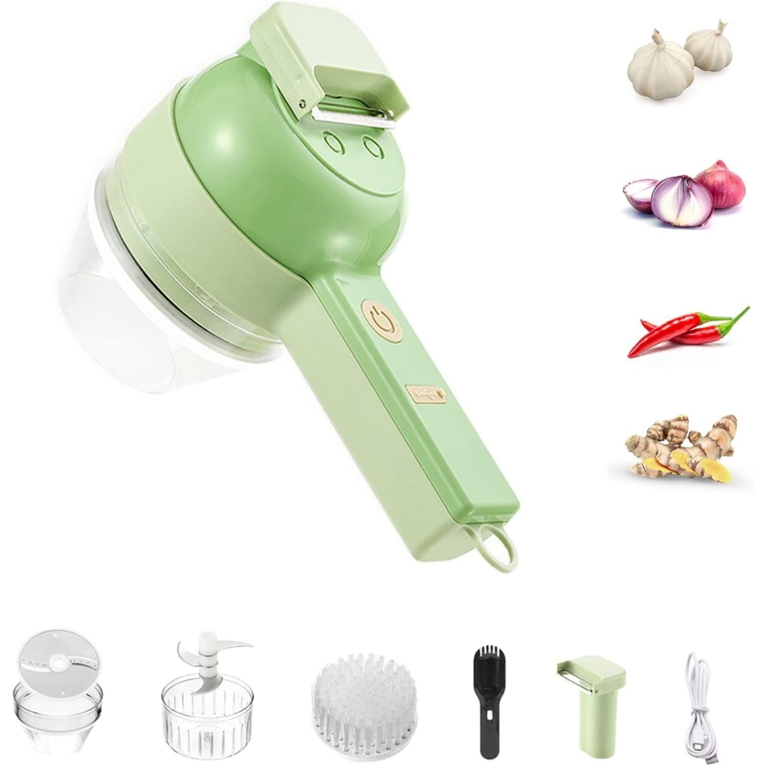 4 in 1自動野菜チョッパーセット、電動ガーリックカッター - Health Wellness Lifestyle のレビューと価格